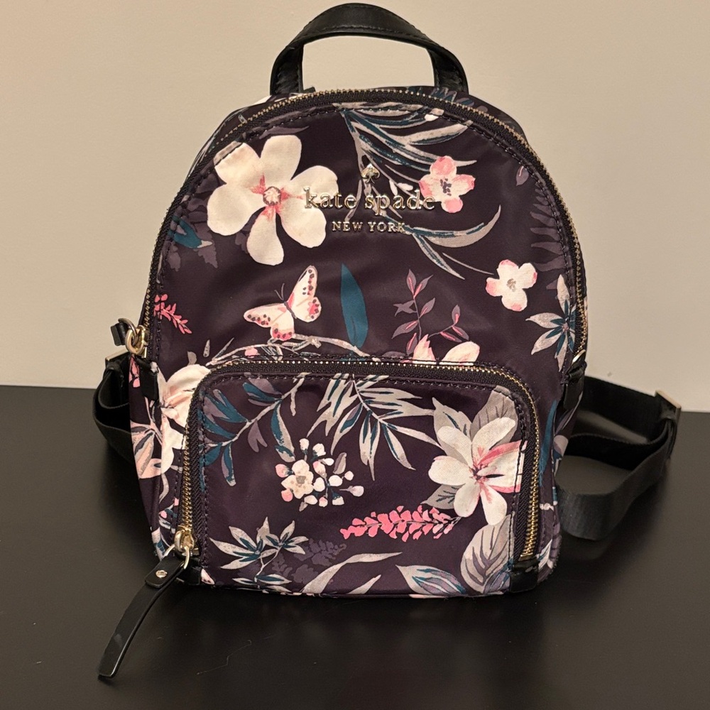 Kate Spade Floral Mini Backpack - Black and White